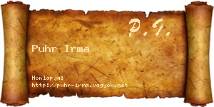 Puhr Irma névjegykártya